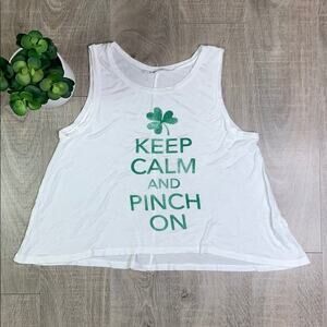 IT CLOSET LOS ANGELES Women's 'Keep Calm and Pinch On' White Tank Top
